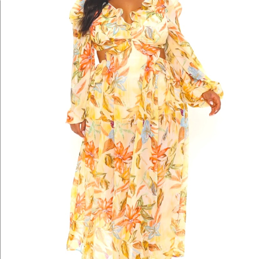 Fashionova Yellow combo maxi dress